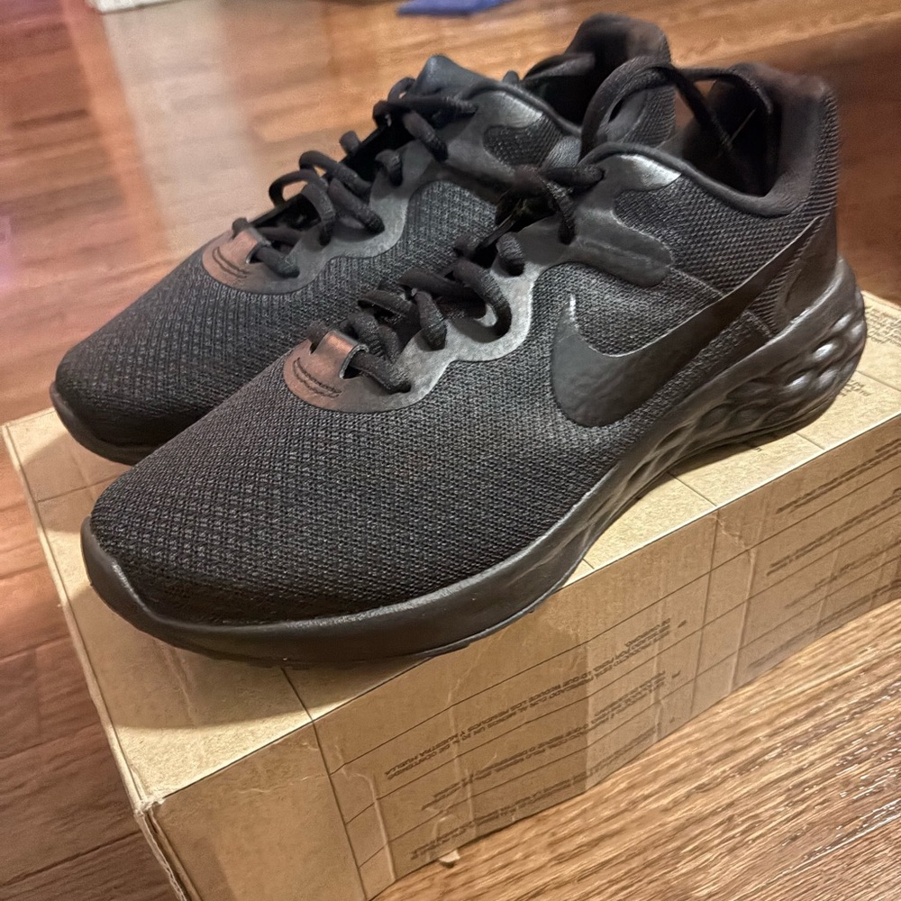 Nike Kids All-Black Lightweight Mesh Sneakers
